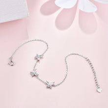 Load image into Gallery viewer, Sterling Silver Link Chain Crystal Butterfly Charm Bracelet