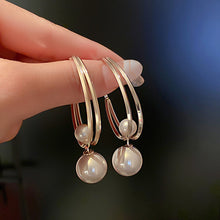 Load image into Gallery viewer, Pearl Hoop Earrings for Women Korean Fashion Geometry Jewelry