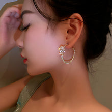 Load image into Gallery viewer, Butterfly Pearl Hoop Earrings for Women Korean Jewelry
