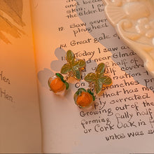 Load image into Gallery viewer, Creative Persimmon Orange Color Flower Leaf Stud Earrings