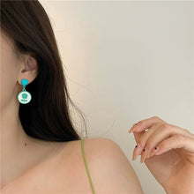 Load image into Gallery viewer, Cute Green Acrylic Love Flower Round Earrings Retro Simple Irregular