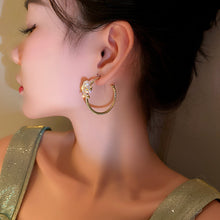 Load image into Gallery viewer, Butterfly Pearl Hoop Earrings for Women Korean Jewelry