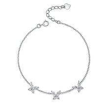 Load image into Gallery viewer, Sterling Silver Link Chain Crystal Butterfly Charm Bracelet