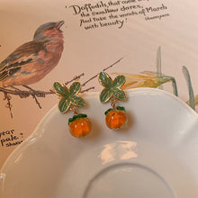 Load image into Gallery viewer, Creative Persimmon Orange Color Flower Leaf Stud Earrings