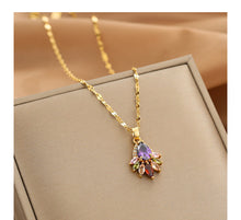 Load image into Gallery viewer, Gold Plated Colorful Crystal Necklace for Women
