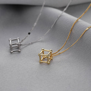 Cube Geometric Necklace Female Simple Elegant Shiny Chain