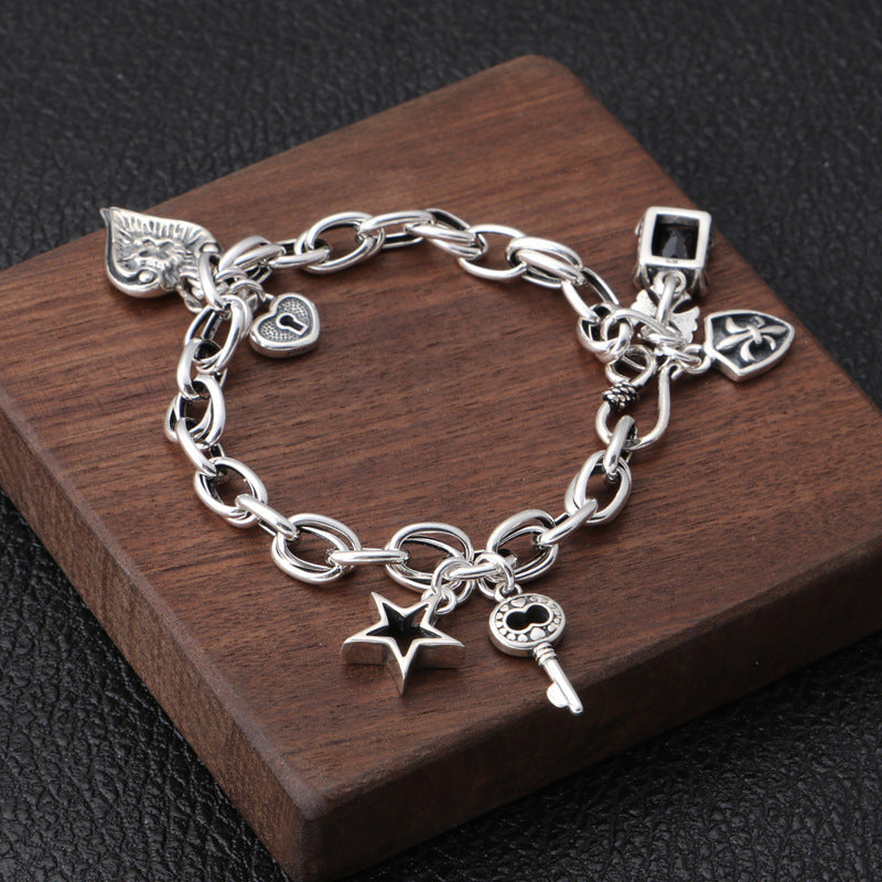 Fashion Vintage Party Star Key Pendant Couples  Bracelet