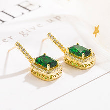 Load image into Gallery viewer, Korean Green Square Crystal Stone Drop Earrings for Women
