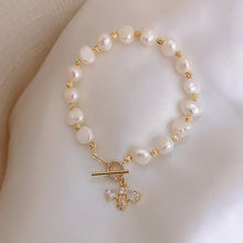 Load image into Gallery viewer, Freshwater Pearl Micro Inlay Bee Design Bracelet
