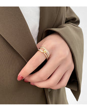 Load image into Gallery viewer, Geometric Knot Metal Gold Open Ring
