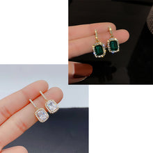 Load image into Gallery viewer, Korean Green Square Crystal Stone Drop Earrings for Women
