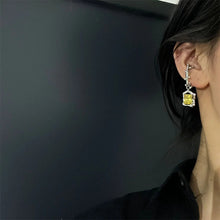 Load image into Gallery viewer, Korean Fashion Yellow Square Crystal Hoop Earrings
