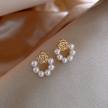 Load image into Gallery viewer, Korea New Fashion Rose Pearl Stud Earrings For Women
