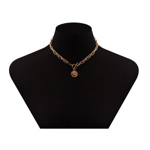 Gold Chain Layered Coin Pendant Necklaces for Women Charms