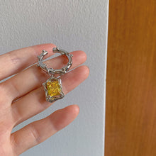 Load image into Gallery viewer, Korean Fashion Yellow Square Crystal Hoop Earrings
