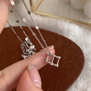 Cube Geometric Necklace Female Simple Elegant Shiny Chain