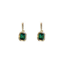 Load image into Gallery viewer, Korean Green Square Crystal Stone Drop Earrings for Women
