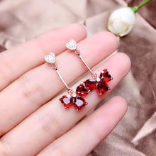 Load image into Gallery viewer, Four Leaf Clover Ruby Heart Drop Jewelry Set
