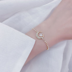 Elegant Delicate Zircon Moon Star Bracelet