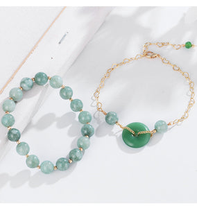 Double Layer Green Natural Crystal Bracelet