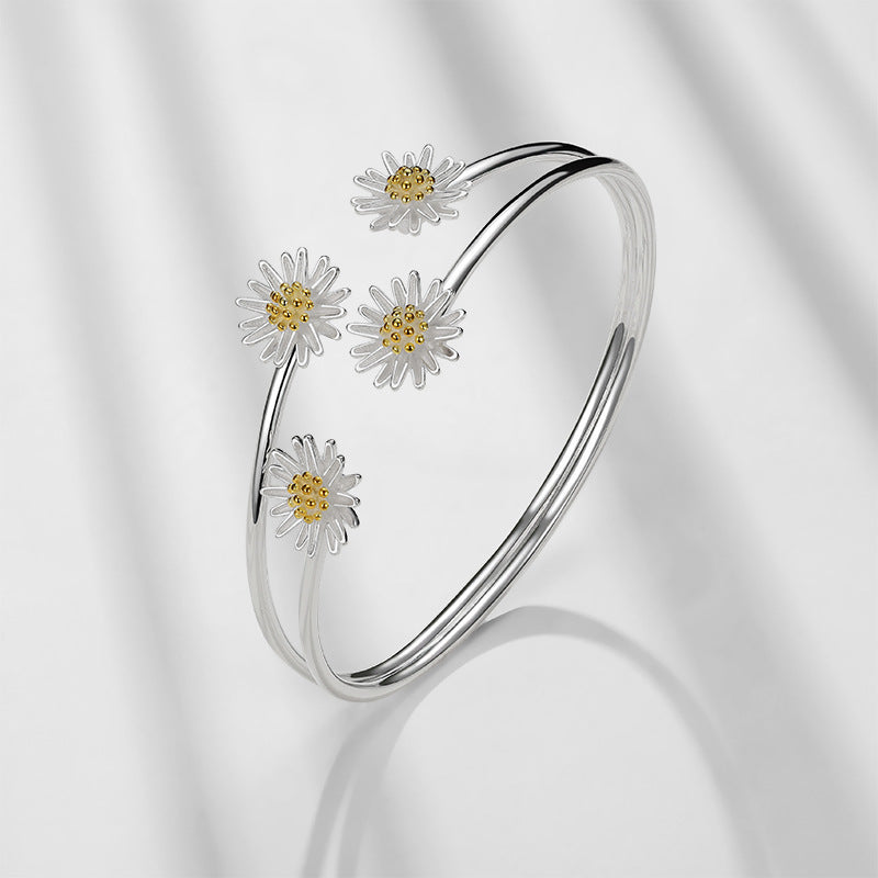 Daisy Flower Charm Bracelet &Bangle For Women Elegant Wedding