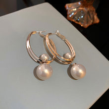 Load image into Gallery viewer, Pearl Hoop Earrings for Women Korean Fashion Geometry Jewelry
