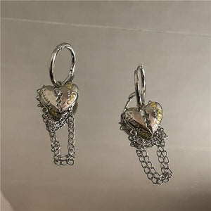 Hiphop Punk New Design Metal Broken Peach Heart Earrings