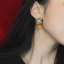 Load image into Gallery viewer, Creative Persimmon Orange Color Flower Leaf Stud Earrings
