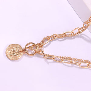 Gold Chain Layered Coin Pendant Necklaces for Women Charms