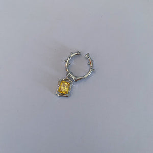 Korean Fashion Yellow Square Crystal Hoop Earrings