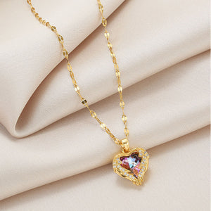 Gold Plated Heart Pendant Necklace for Women Jewelry