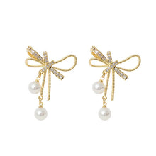 Load image into Gallery viewer, Korean Elegant Bow Imitation Pearl Earring
