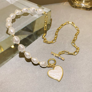 Heart Shape Vintage Pearl Necklaces French Romantic Style