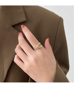 Geometric Knot Metal Gold Open Ring