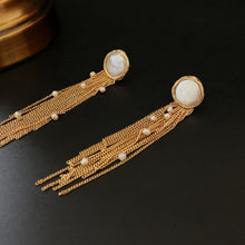 Load image into Gallery viewer, Fresh Water Baroque Flat Pearl Tassel Long Earrings
