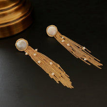 Load image into Gallery viewer, Fresh Water Baroque Flat Pearl Tassel Long Earrings
