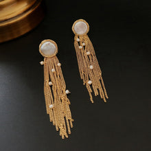 Load image into Gallery viewer, Fresh Water Baroque Flat Pearl Tassel Long Earrings
