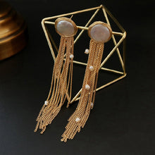 Load image into Gallery viewer, Fresh Water Baroque Flat Pearl Tassel Long Earrings
