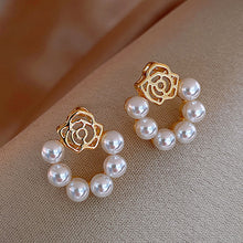 Load image into Gallery viewer, Korea New Fashion Rose Pearl Stud Earrings For Women
