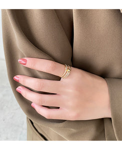 Geometric Knot Metal Gold Open Ring