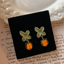 Load image into Gallery viewer, Creative Persimmon Orange Color Flower Leaf Stud Earrings
