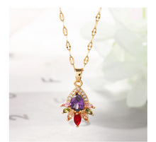 Load image into Gallery viewer, Gold Plated Colorful Crystal Necklace for Women
