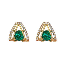 Load image into Gallery viewer, Green Acrylic Rhinestone Water Drop Golden Ladies Earrings
