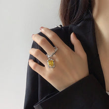 Load image into Gallery viewer, Korean Fashion Yellow Square Crystal Hoop Earrings
