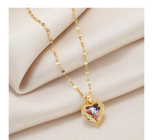 Gold Plated Heart Pendant Necklace for Women Jewelry