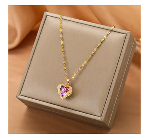 Gold Plated Heart Pendant Necklace for Women Jewelry