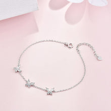 Load image into Gallery viewer, Sterling Silver Link Chain Crystal Butterfly Charm Bracelet
