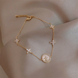 Cubic Zirconia Natural Shell Stone Charm Bracelet