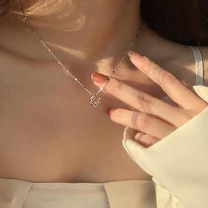 Cube Geometric Necklace Female Simple Elegant Shiny Chain