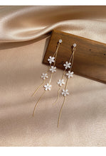 Load image into Gallery viewer, Trendy Cute Sweet Acrylic White Flower Long Tassel Drop Earrings
